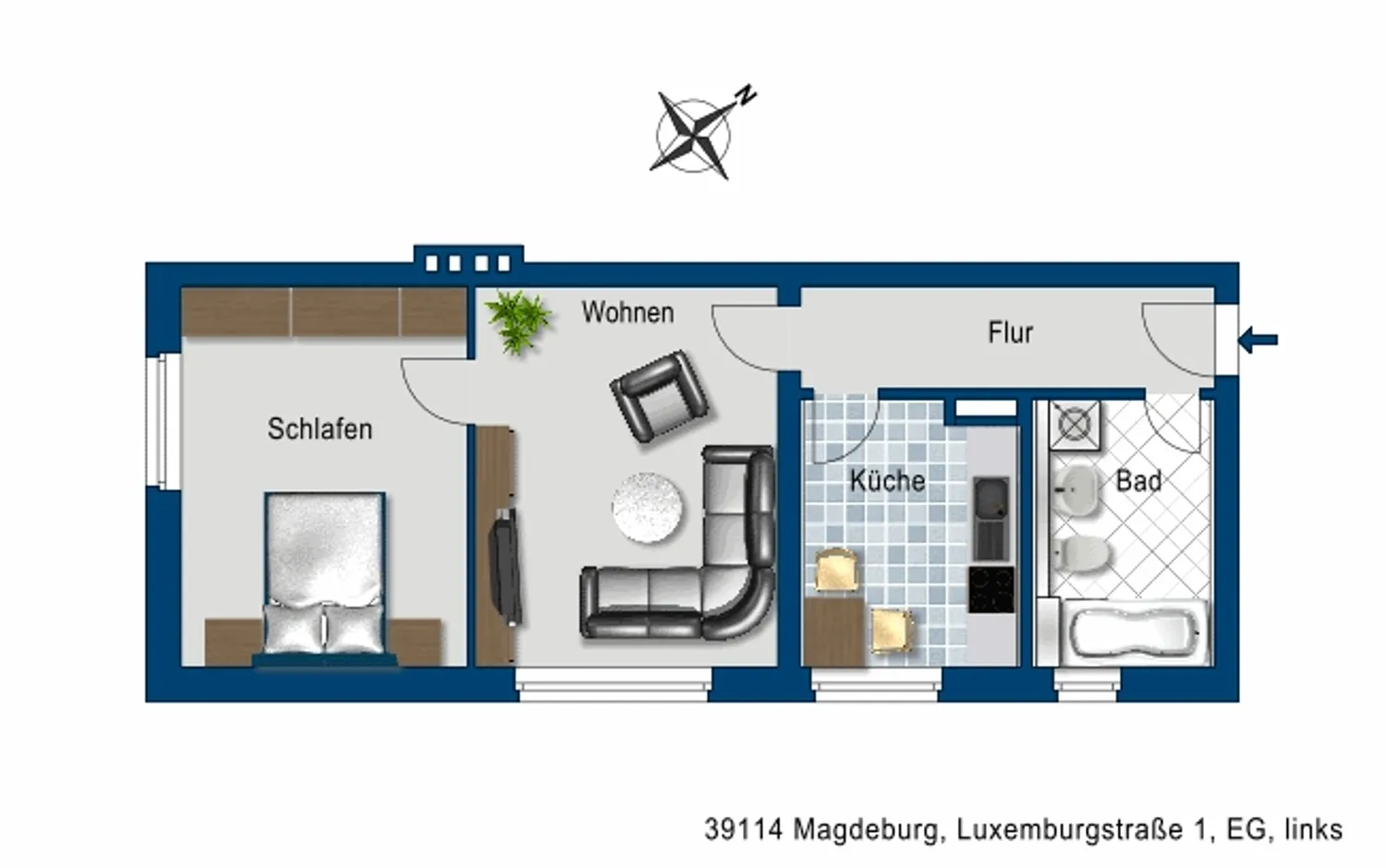 2 room apartment with 50 m² in Magdeburg – Photo 2