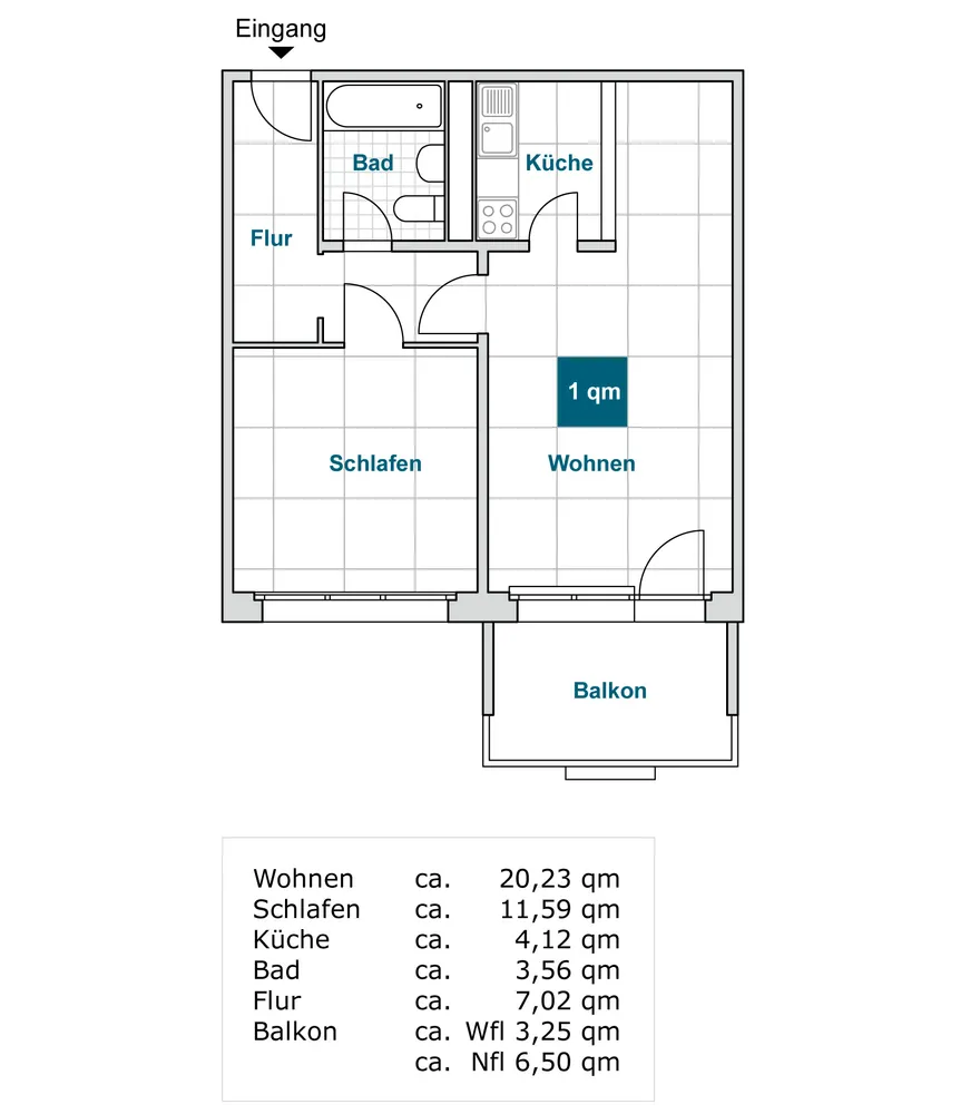 2 Zimmer Wohnung mit 52 m² in Dresden – Bild 2