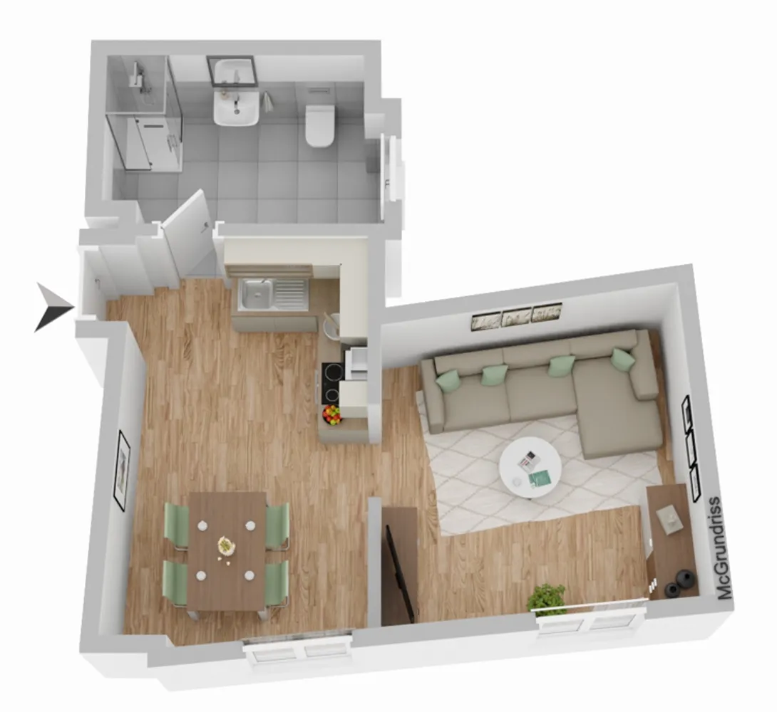 1 Zimmer Wohnung mit 33 m² in Rostock – Bild 2
