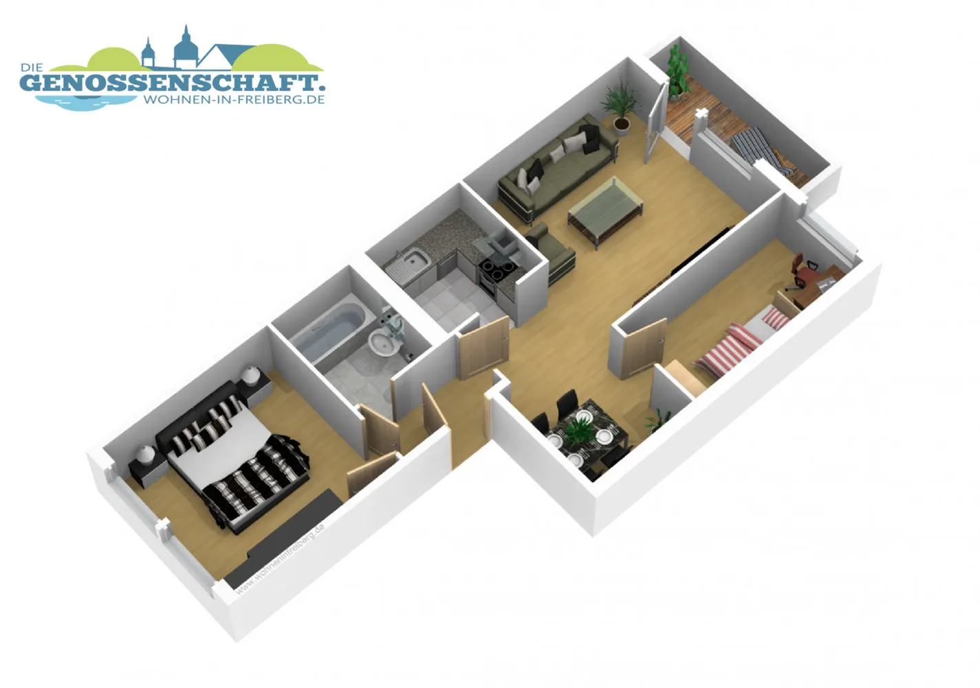 3 room apartment with 55 m² in Freiberg – Photo 2