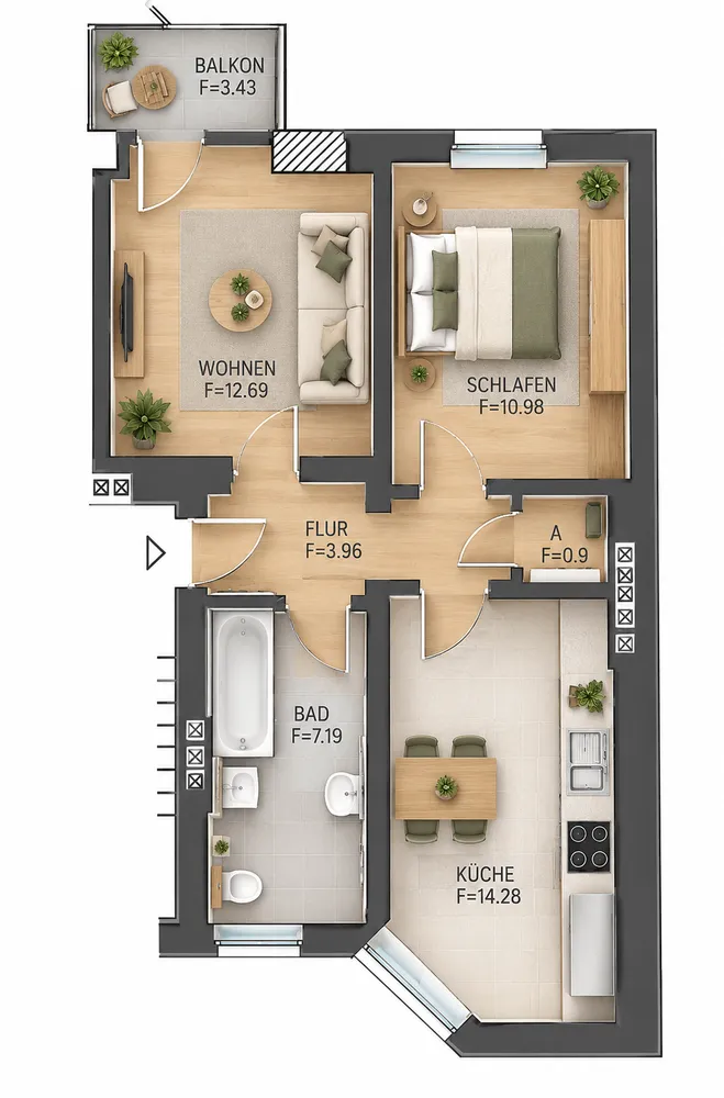 2 room apartment with 52 m² in Magdeburg – Photo 6