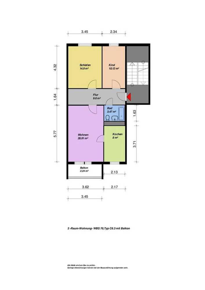 3 Zimmer Wohnung mit 70 m² in Neubrandenburg – Bild 3