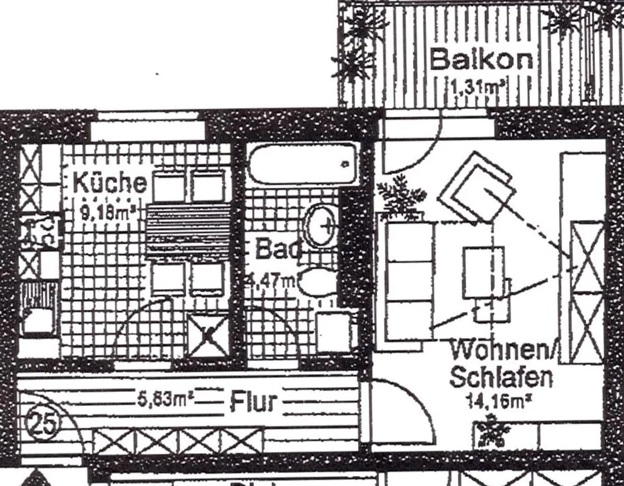 1 room apartment with 35 m² in Chemnitz – Photo 3