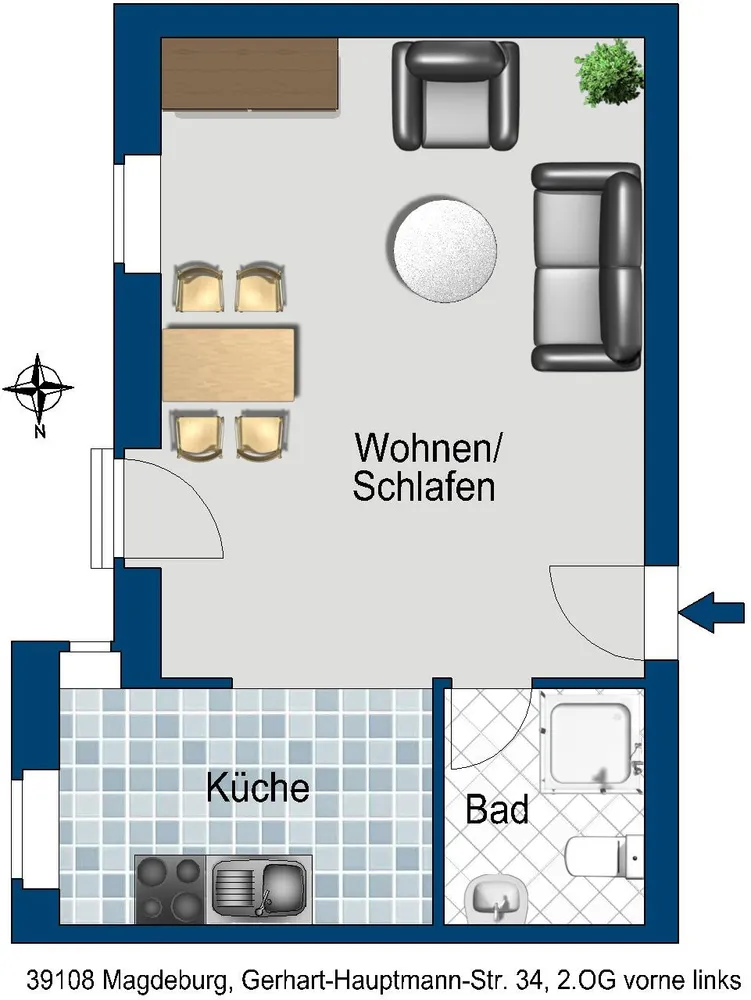 1 room apartment with 33 m² in Magdeburg – Photo 6