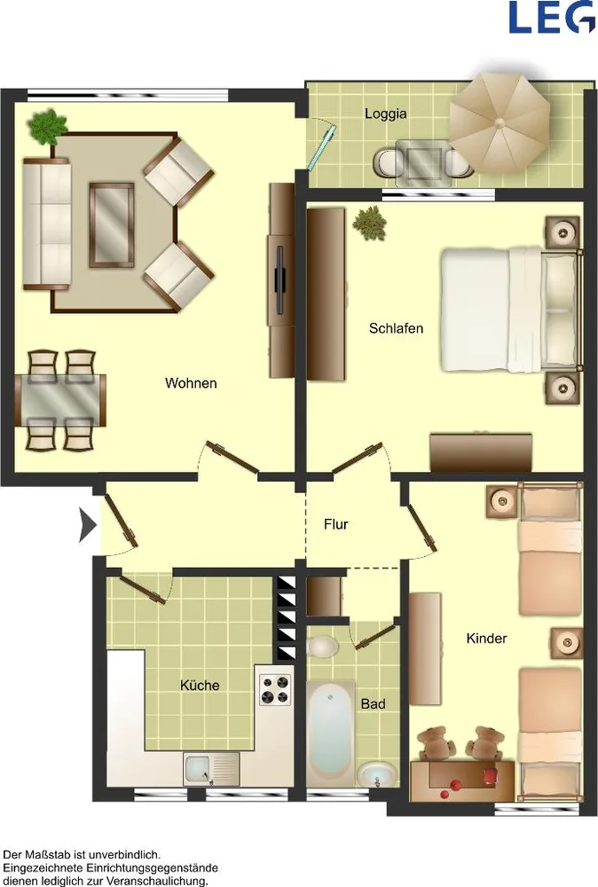 3 Zimmer Wohnung mit 67 m² in Krefeld – Bild 2