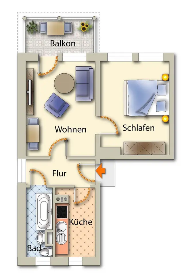 2 Zimmer Wohnung mit 50 m² in Freiberg – Bild 4