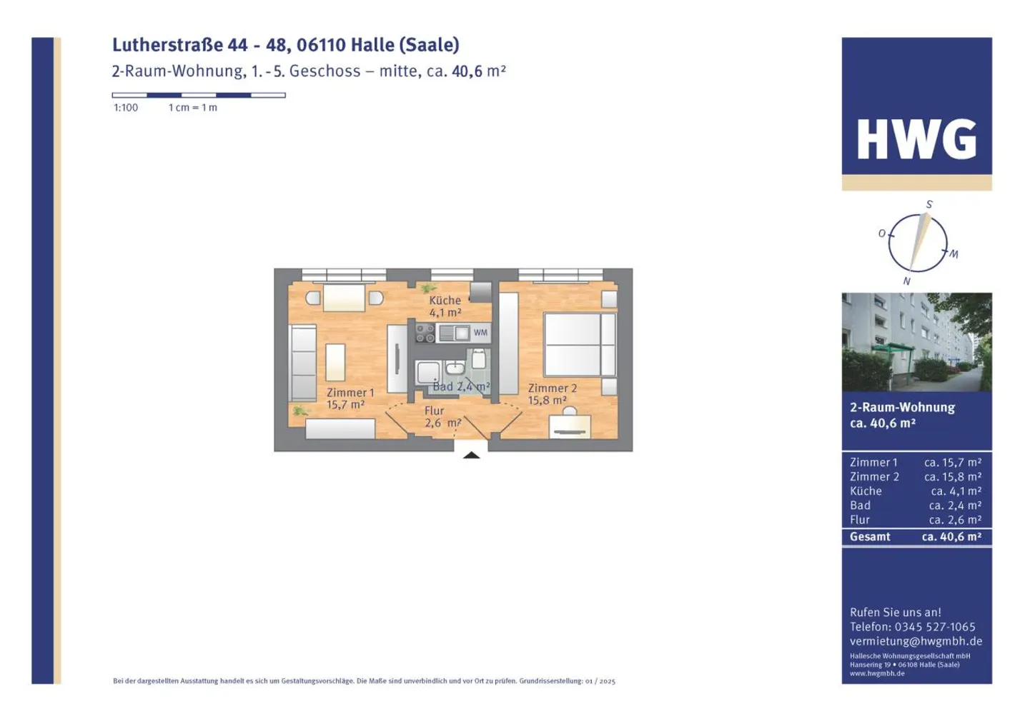 2 Zimmer Wohnung mit 41 m² in Halle (Saale) – Bild 3