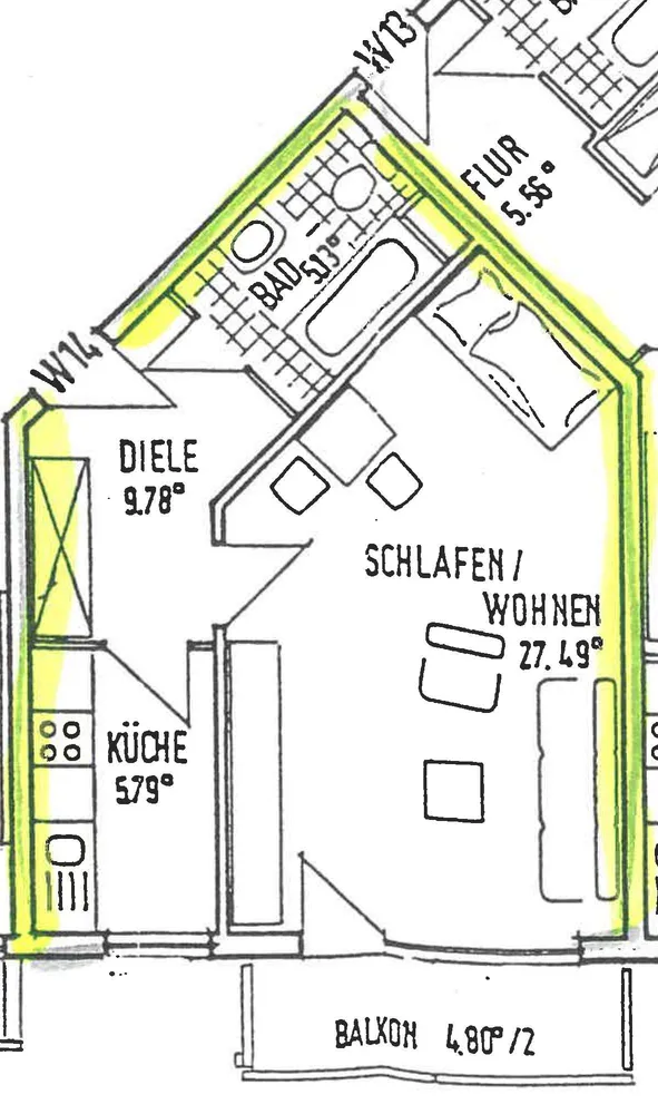 1 room apartment with 51 m² in Mannheim – Photo 4