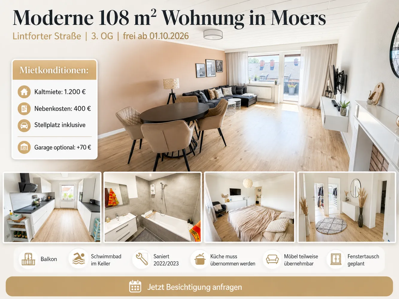 5 Zimmer Wohnung mit 108 m² in Moers – Bild 1