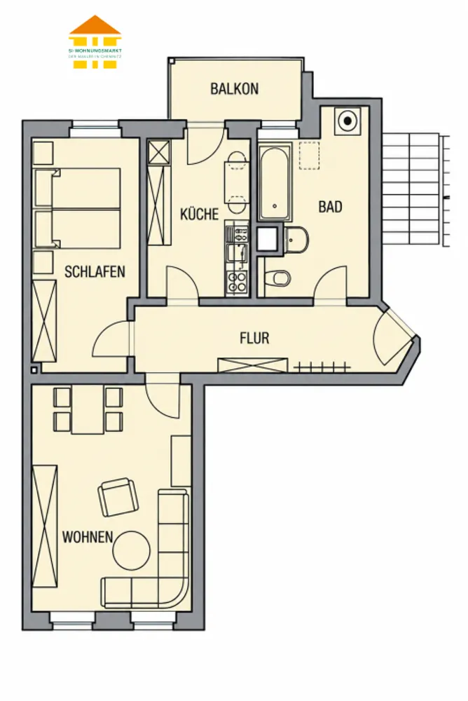 2 room apartment with 67 m² in Chemnitz – Photo 2