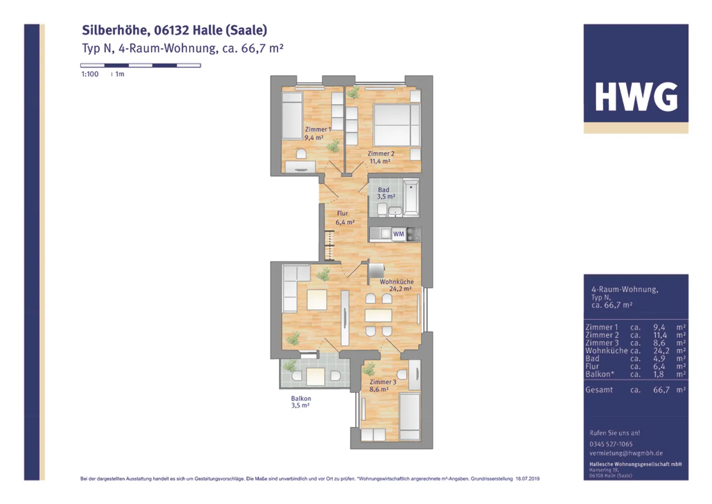 4 Zimmer Wohnung mit 67 m² in Halle (Saale) – Bild 3