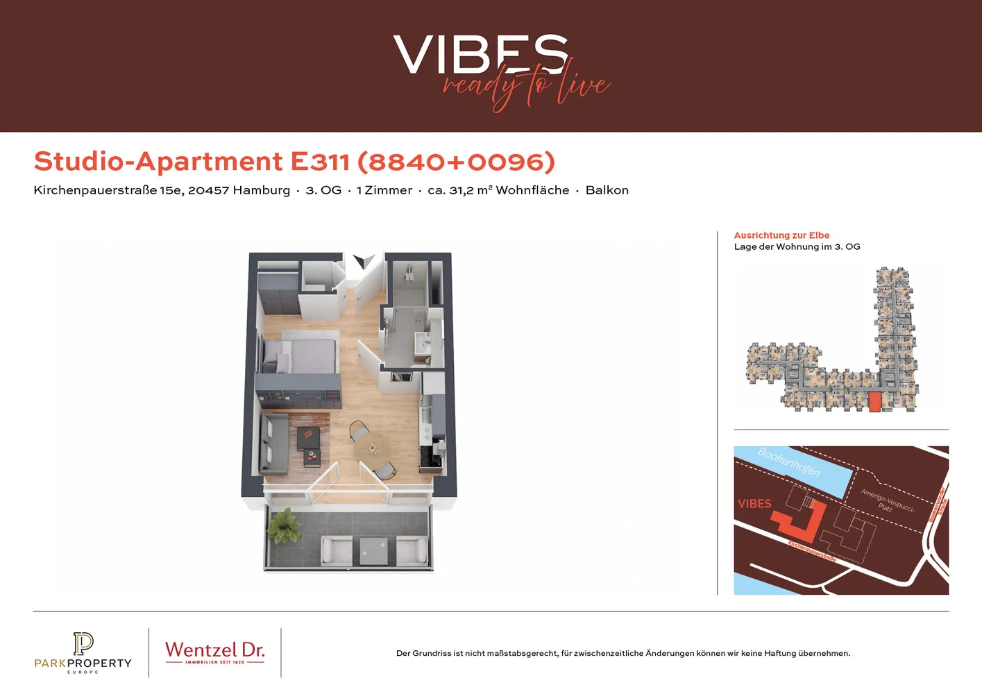 1 Zimmer Wohnung mit 31 m² in Hamburg – Bild 1