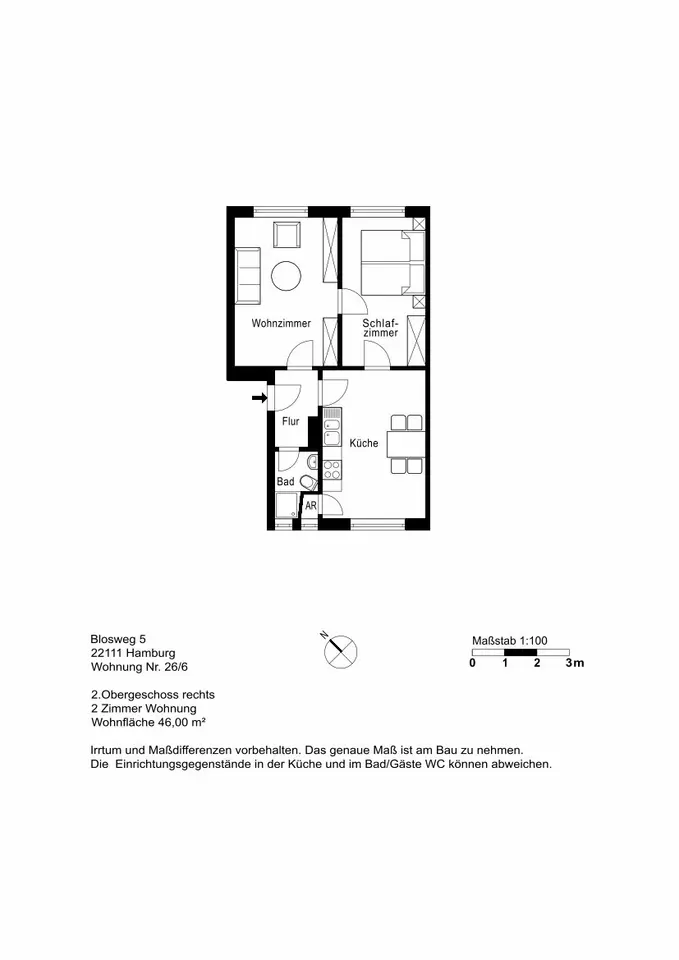 2 Zimmer Wohnung mit 46 m² in Hamburg – Bild 5