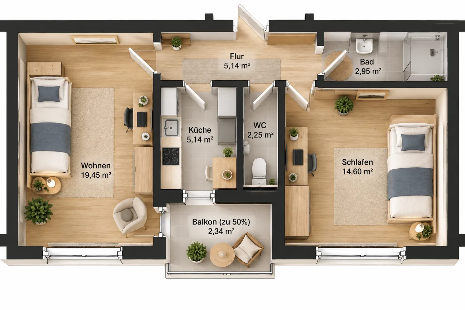 1 room apartment with 30 m² in Munich – Photo 1