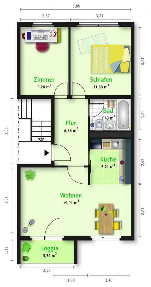 3 Zimmer Wohnung mit 57 m² in Halle (Saale) – Bild 5