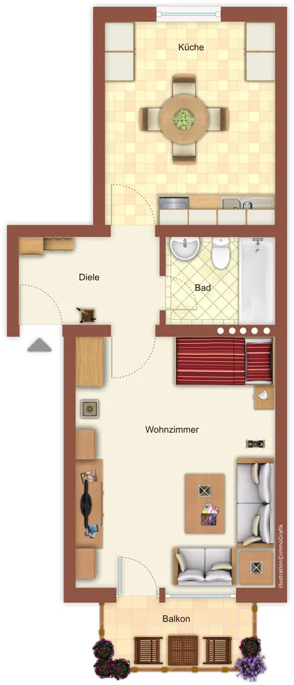 1 Zimmer Wohnung mit 45 m² in Karlsruhe – Bild 1
