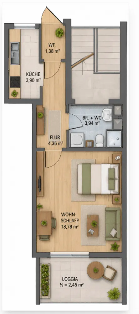 1 Zimmer Wohnung mit 34 m² in Augsburg – Bild 4