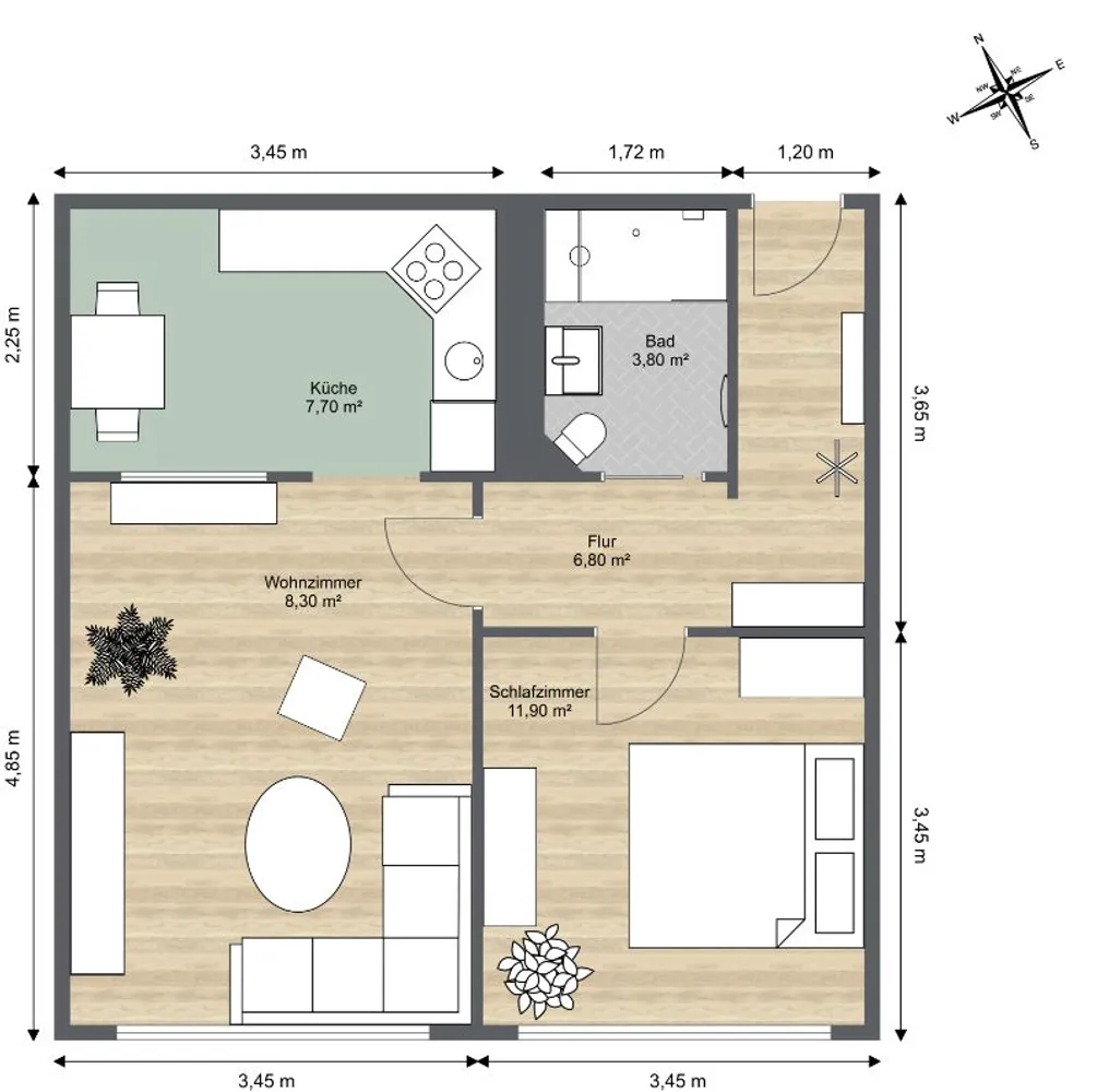 2 room apartment with 48 m² in Riesa – Photo 1