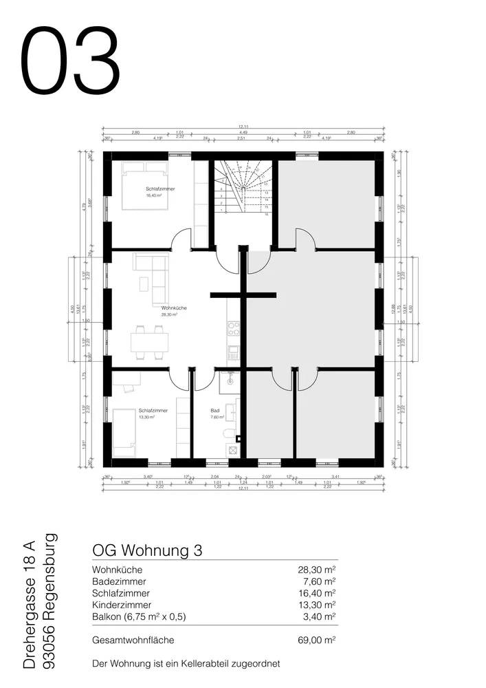 3 Zimmer Wohnung mit 69 m² in Regensburg – Bild 7