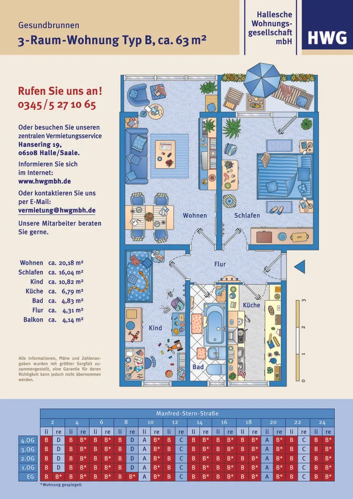 3 Zimmer Wohnung mit 63 m² in Halle (Saale) – Bild 4