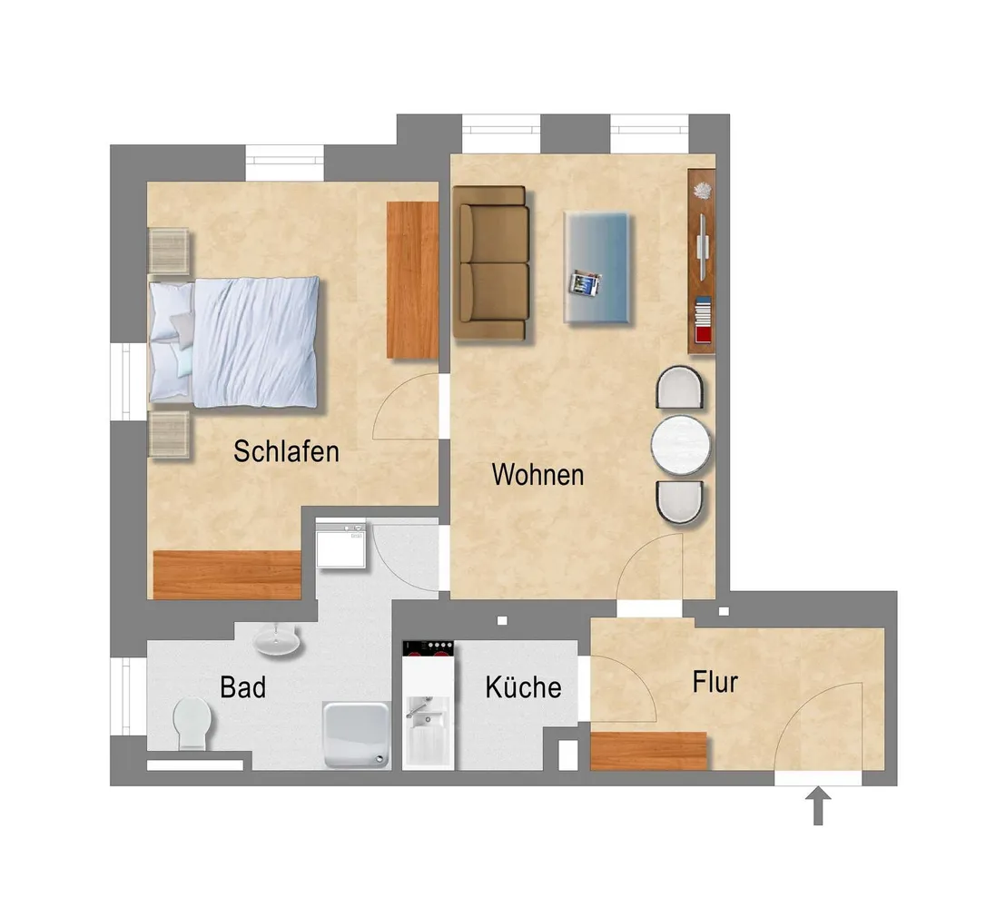 2 room apartment with 46 m² in Dresden – Photo 2
