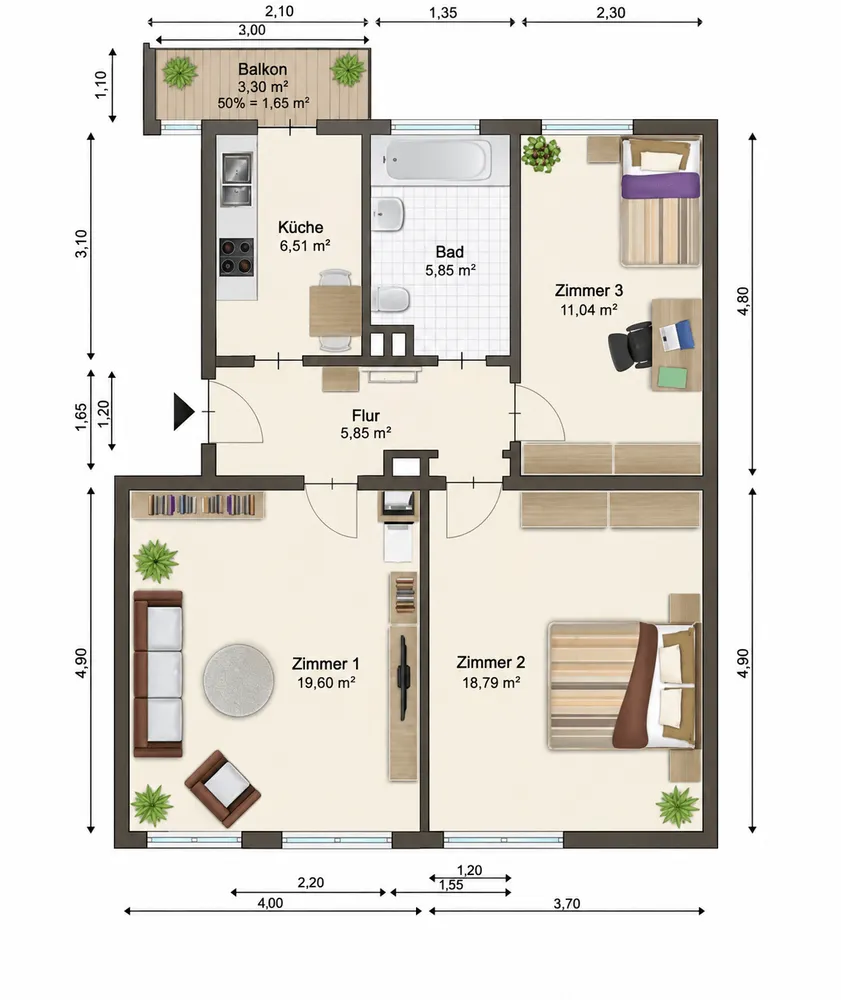 3 Zimmer Wohnung mit 69 m² in Stuttgart – Bild 4