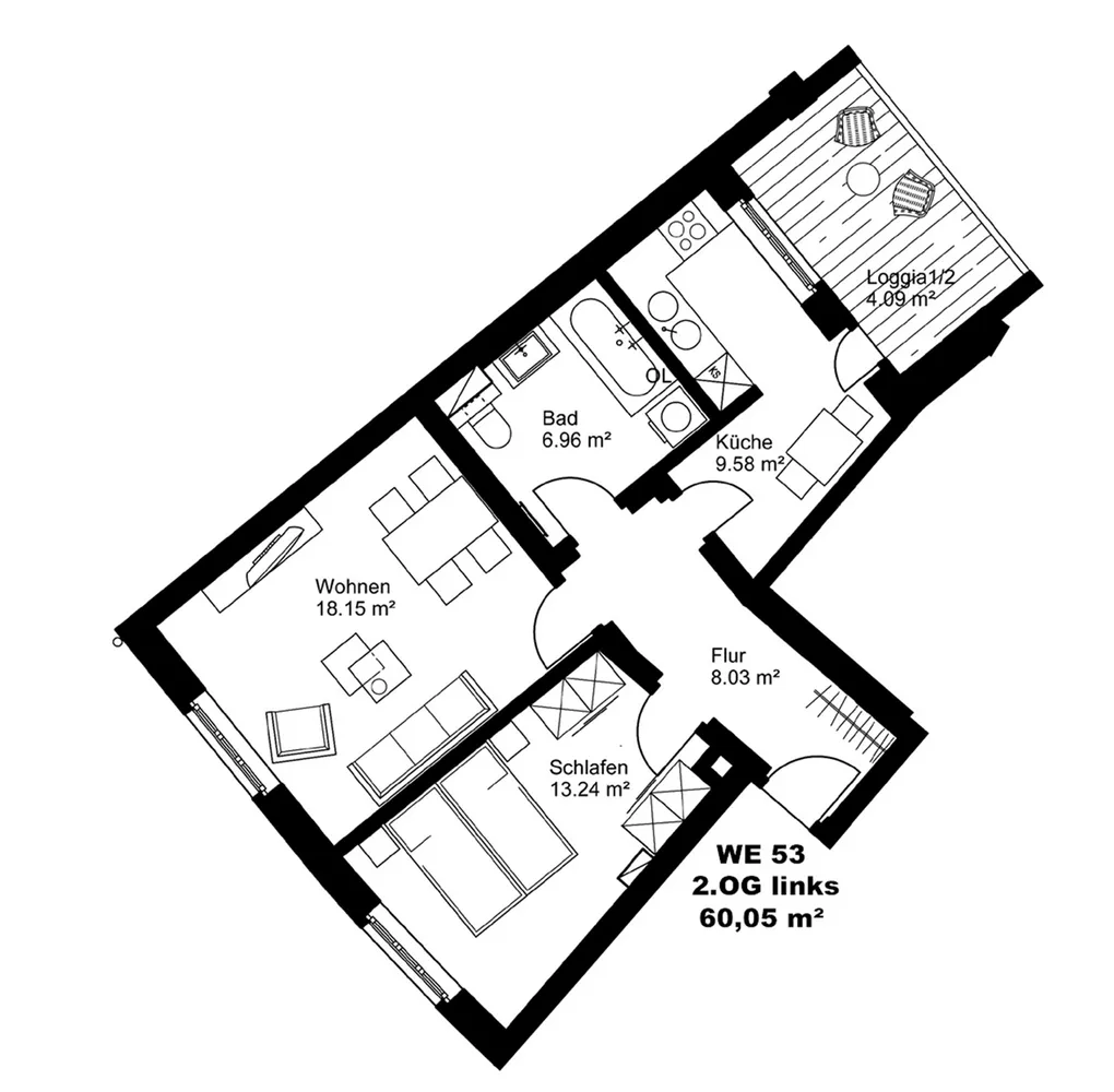 2 room apartment with 60 m² in Leipzig – Photo 2