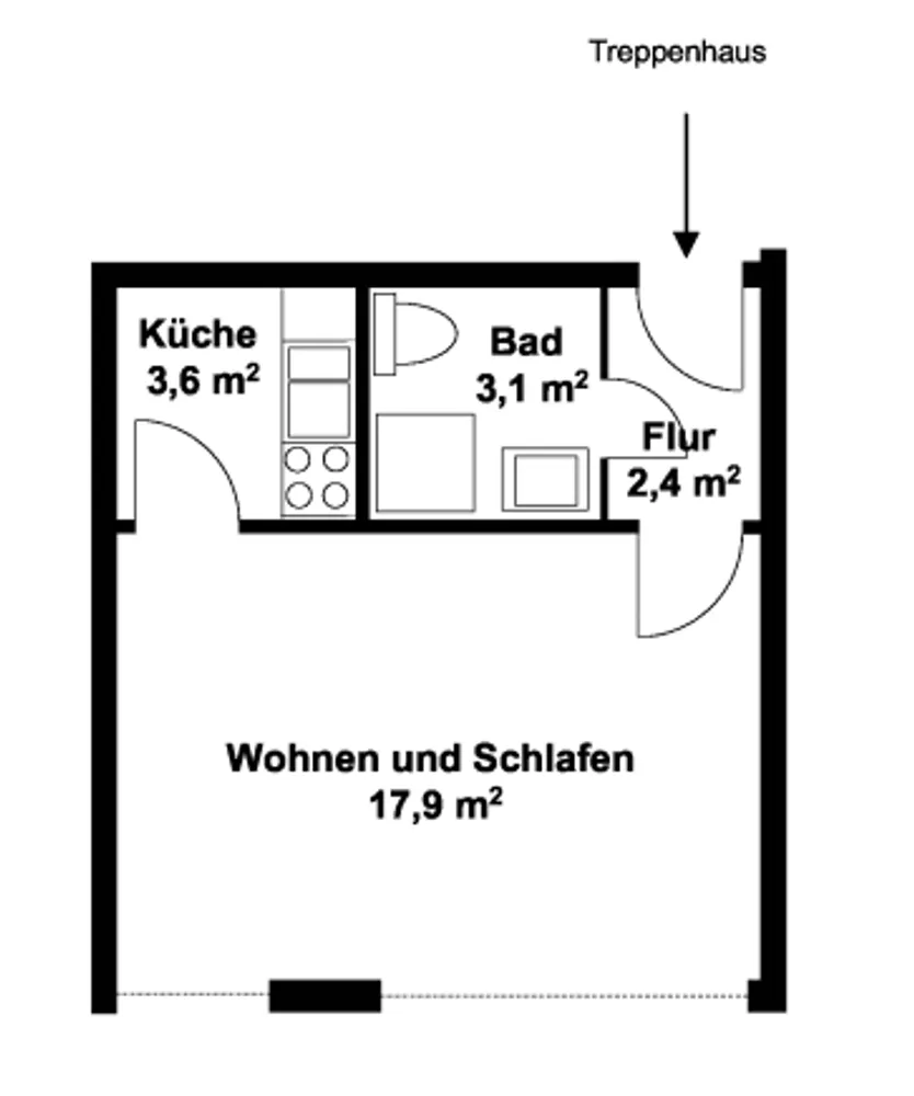 1 Zimmer Wohnung mit 27 m² in Hannover – Bild 2