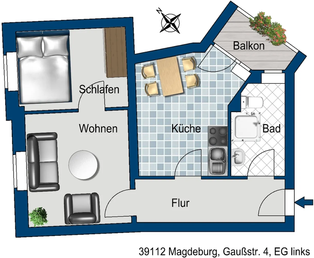 2 room apartment with 45 m² in Magdeburg – Photo 2