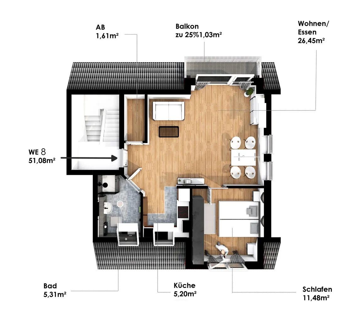 2 room apartment with 53 m² in Grevenbroich – Photo 3