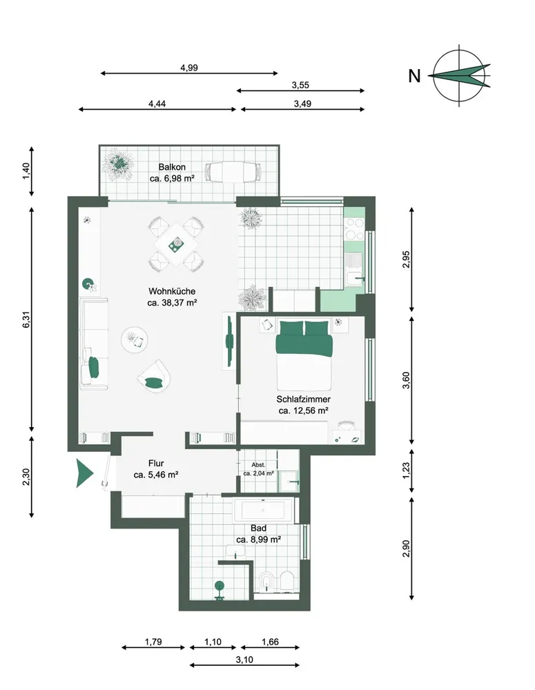 2 room apartment with 71 m² in Magdeburg – Photo 6