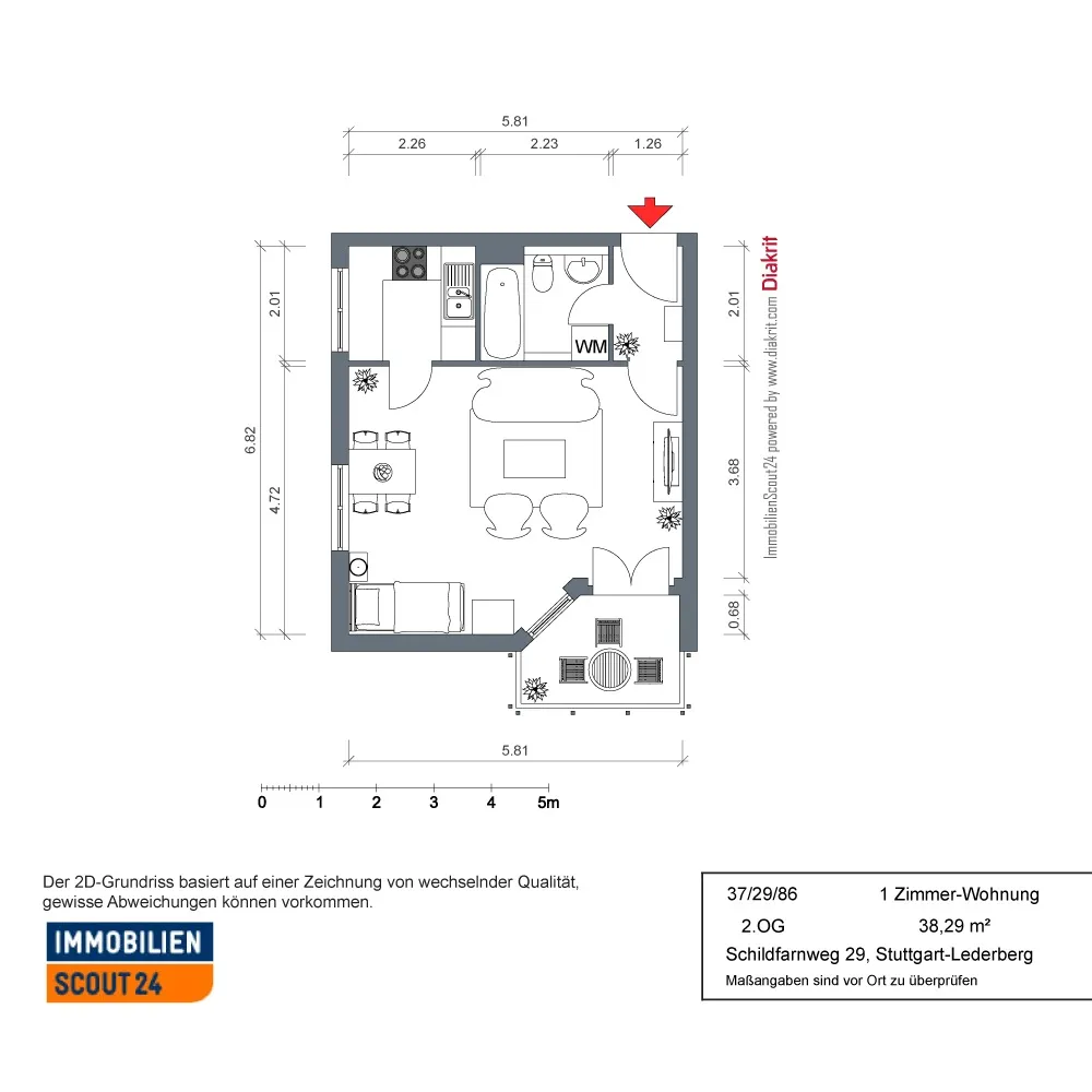 1 Zimmer Wohnung mit 38 m² in Stuttgart – Bild 1