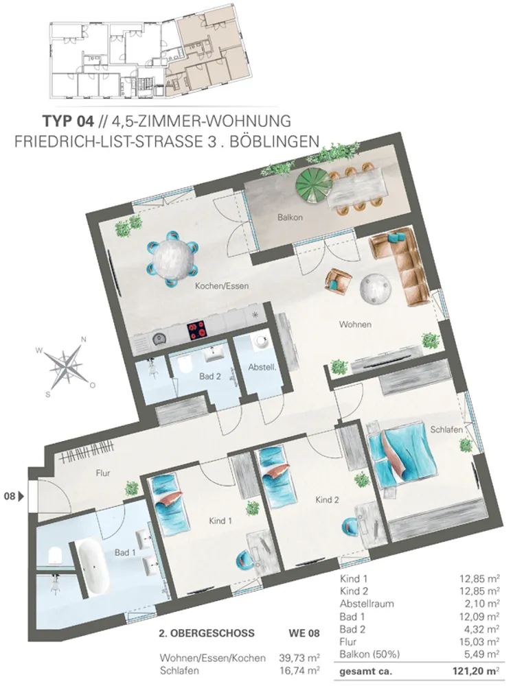 5 Zimmer Wohnung mit 121 m² in Böblingen – Bild 3