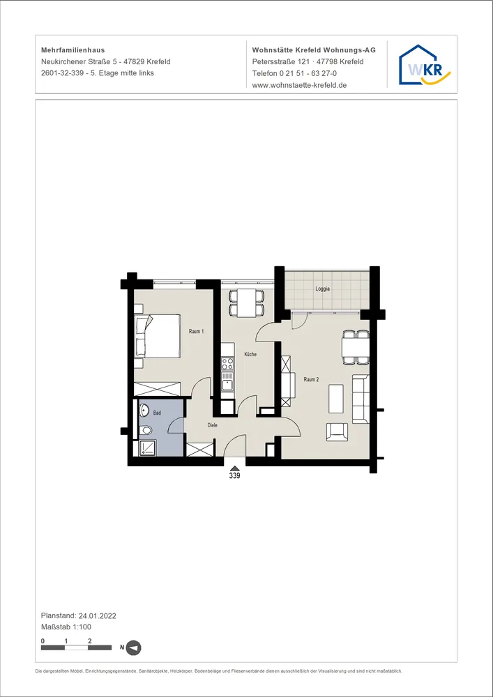 2 Zimmer Wohnung mit 66 m² in Krefeld – Bild 2