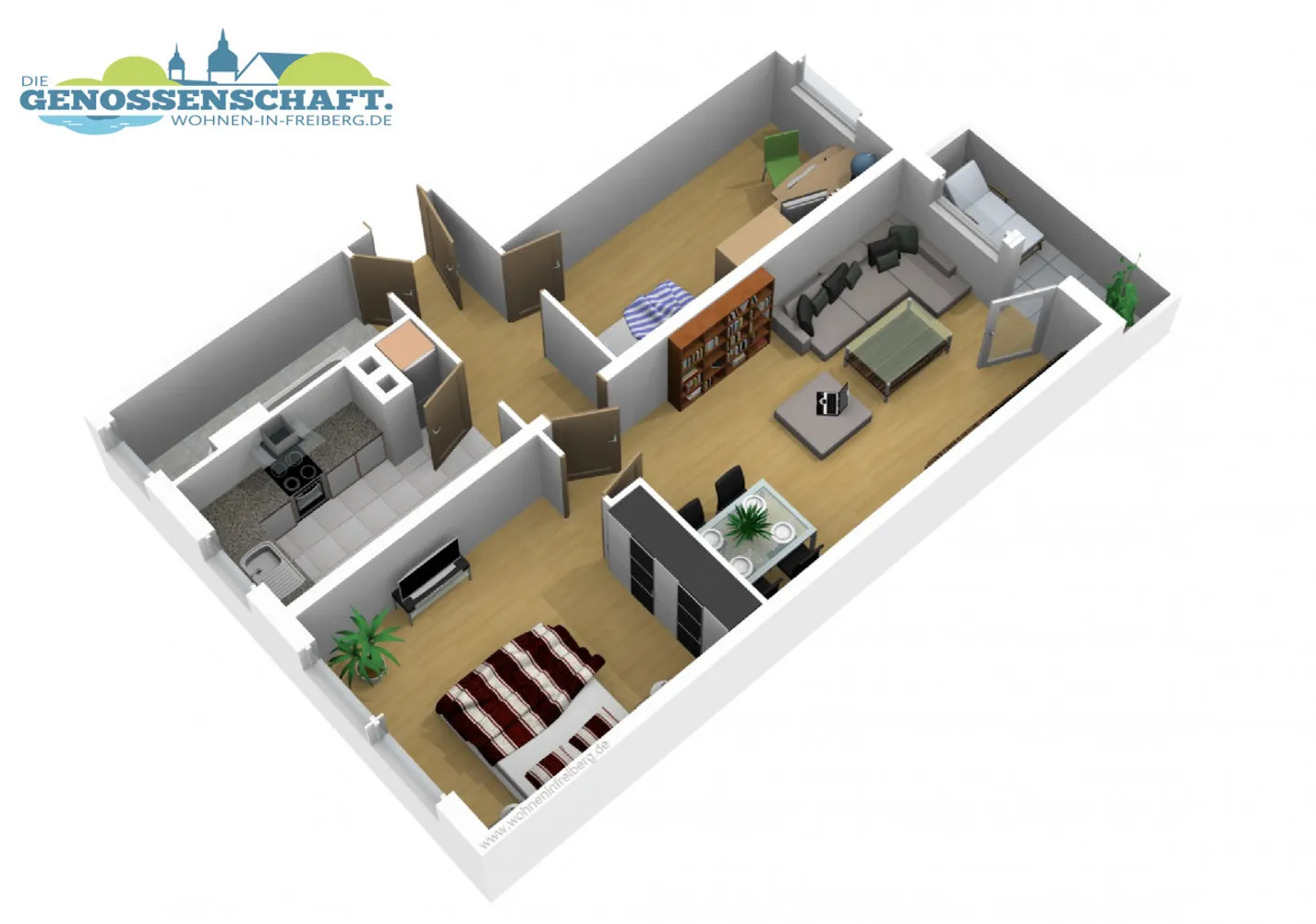 3 Zimmer Wohnung mit 58 m² in Freiberg – Bild 3