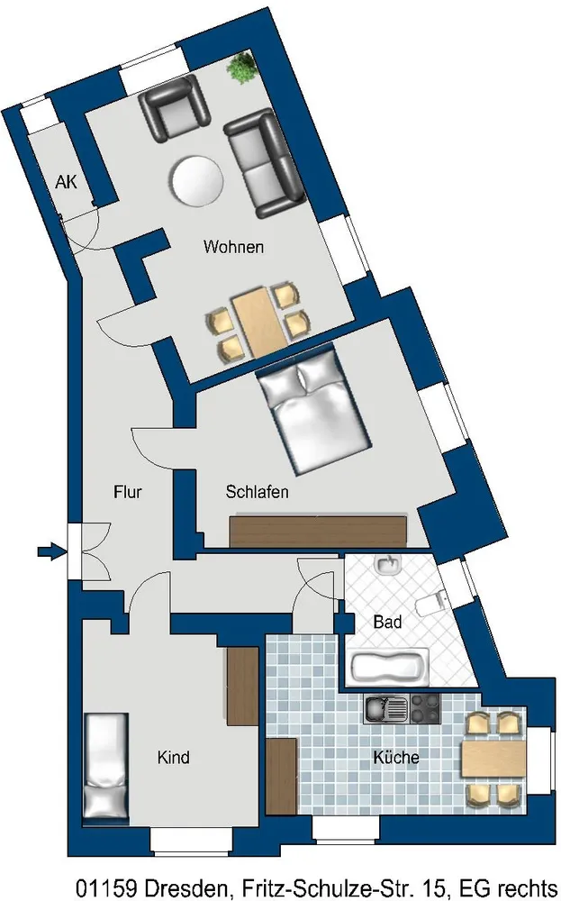 3 Zimmer Wohnung mit 83 m² in Dresden – Bild 2