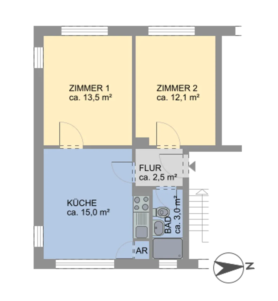2 Zimmer Wohnung mit 46 m² in Hamburg – Bild 2