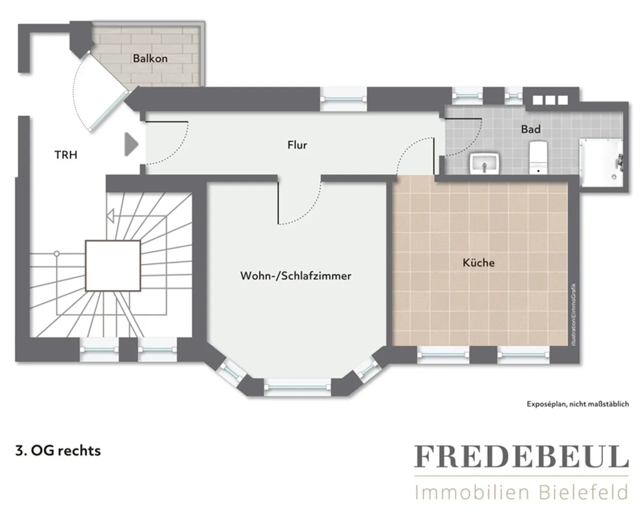 1 room apartment with 50 m² in Bielefeld – Photo 3