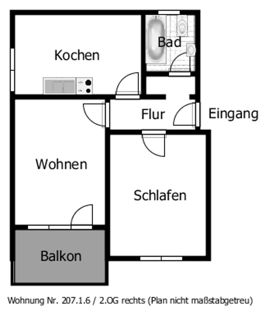 2 Zimmer Wohnung mit 57 m² in Schweinfurt – Bild 1