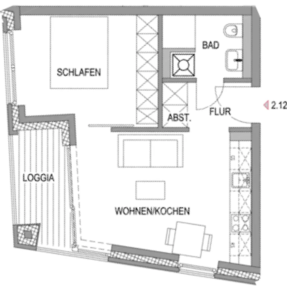 2 room apartment with 37 m² in Oldenburg – Photo 8