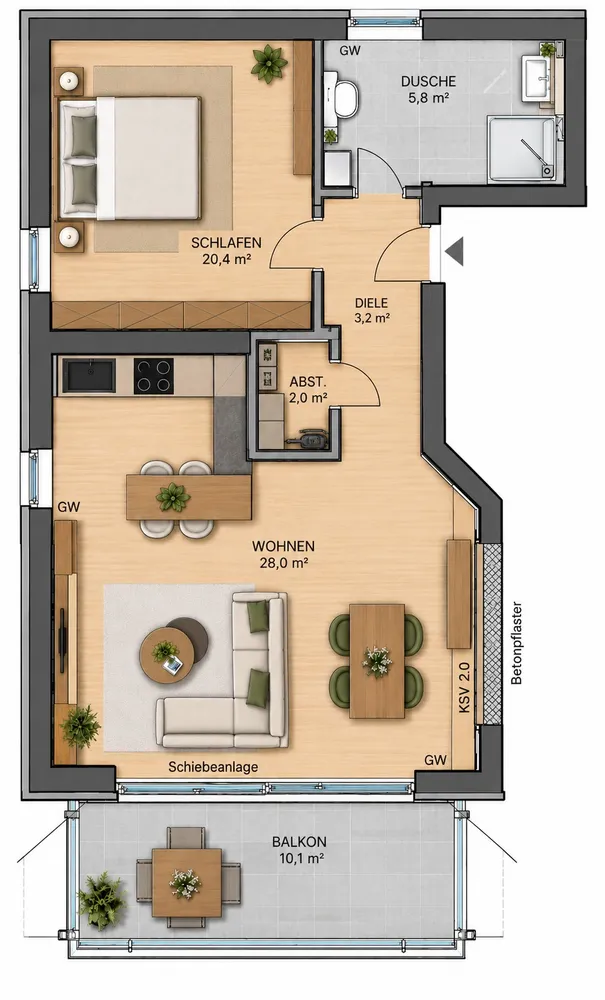 2 Zimmer Wohnung mit 62 m² in Emmerich am Rhein – Bild 3