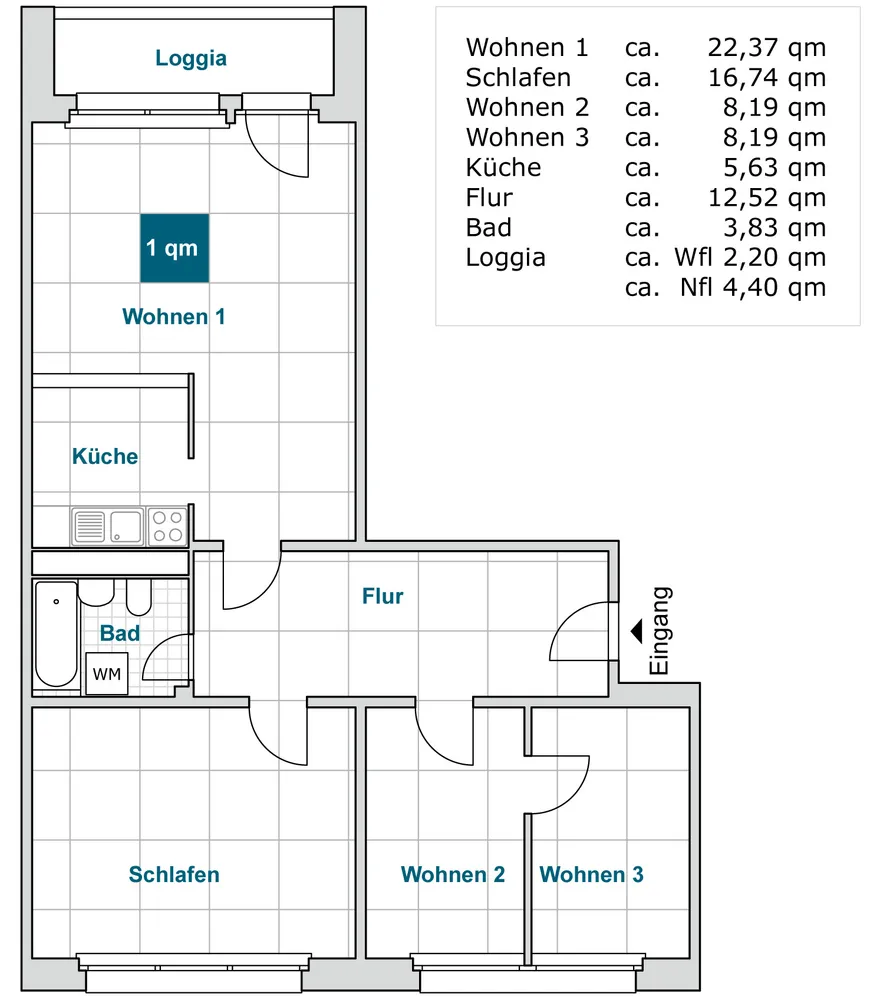 4 Zimmer Wohnung mit 80 m² in Dresden – Bild 1