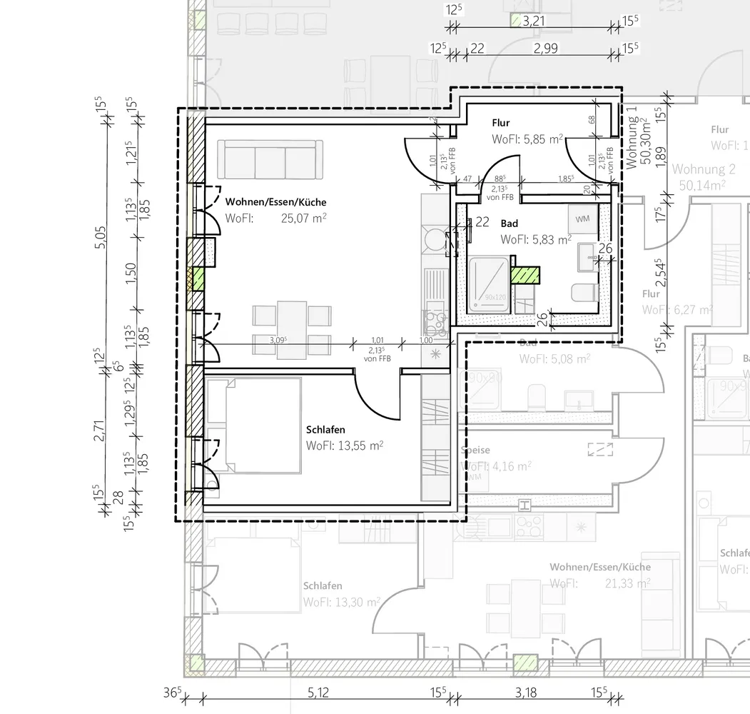 2 Zimmer Wohnung mit 50 m² in Augsburg – Bild 3