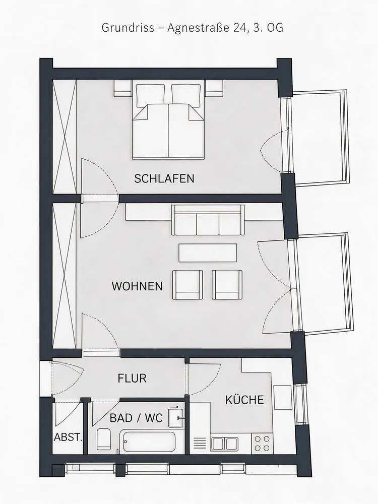 2 Zimmer Wohnung mit 60 m² in München – Bild 2