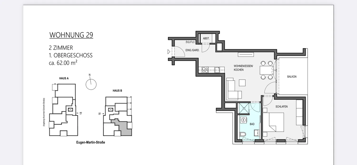 2 Zimmer Wohnung mit 62 m² in Freiburg im Breisgau – Bild 1