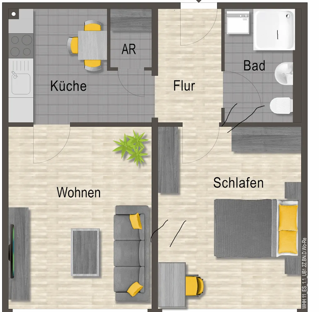 2 Zimmer Wohnung mit 48 m² in Neubrandenburg – Bild 2