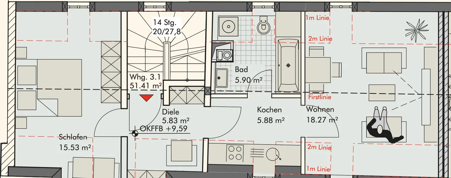 2 Zimmer Wohnung mit 51 m² in Regensburg – Bild 3