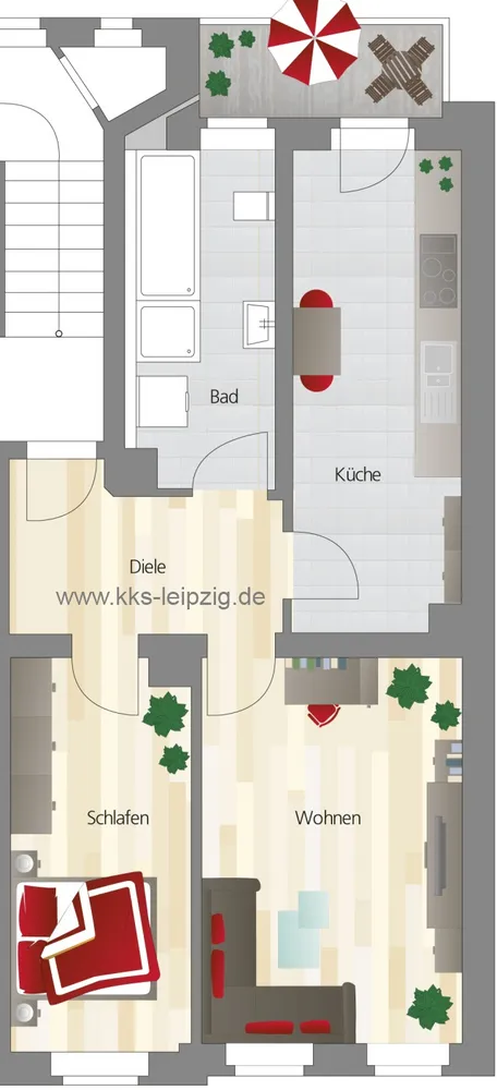 2 room apartment with 61 m² in Leipzig – Photo 2