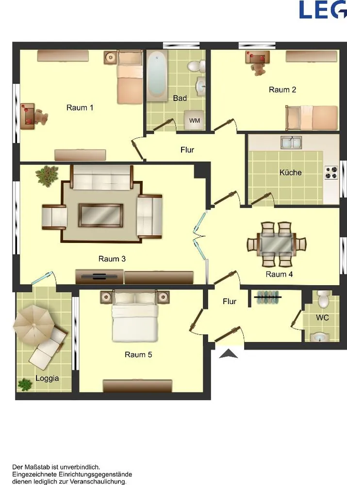 5 Zimmer Wohnung mit 100 m² in Hamm – Bild 2