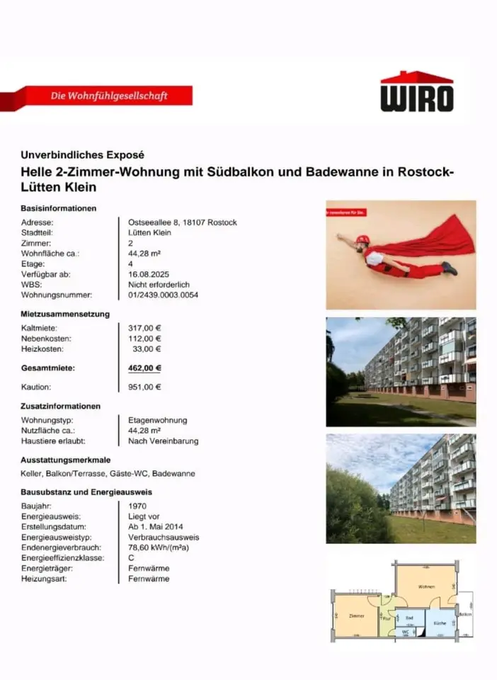 2 Zimmer Wohnung mit 44 m² in Rostock – Bild 4